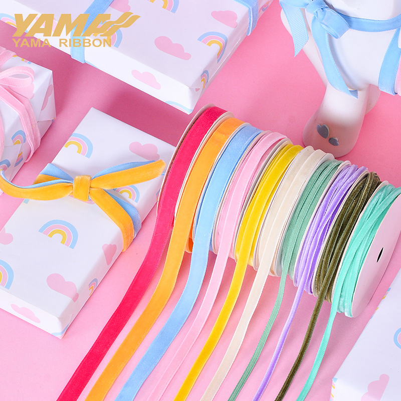 Velvet Ribbon Roll - YAMA-Cinta de terciopelo monocromática, manualidades de