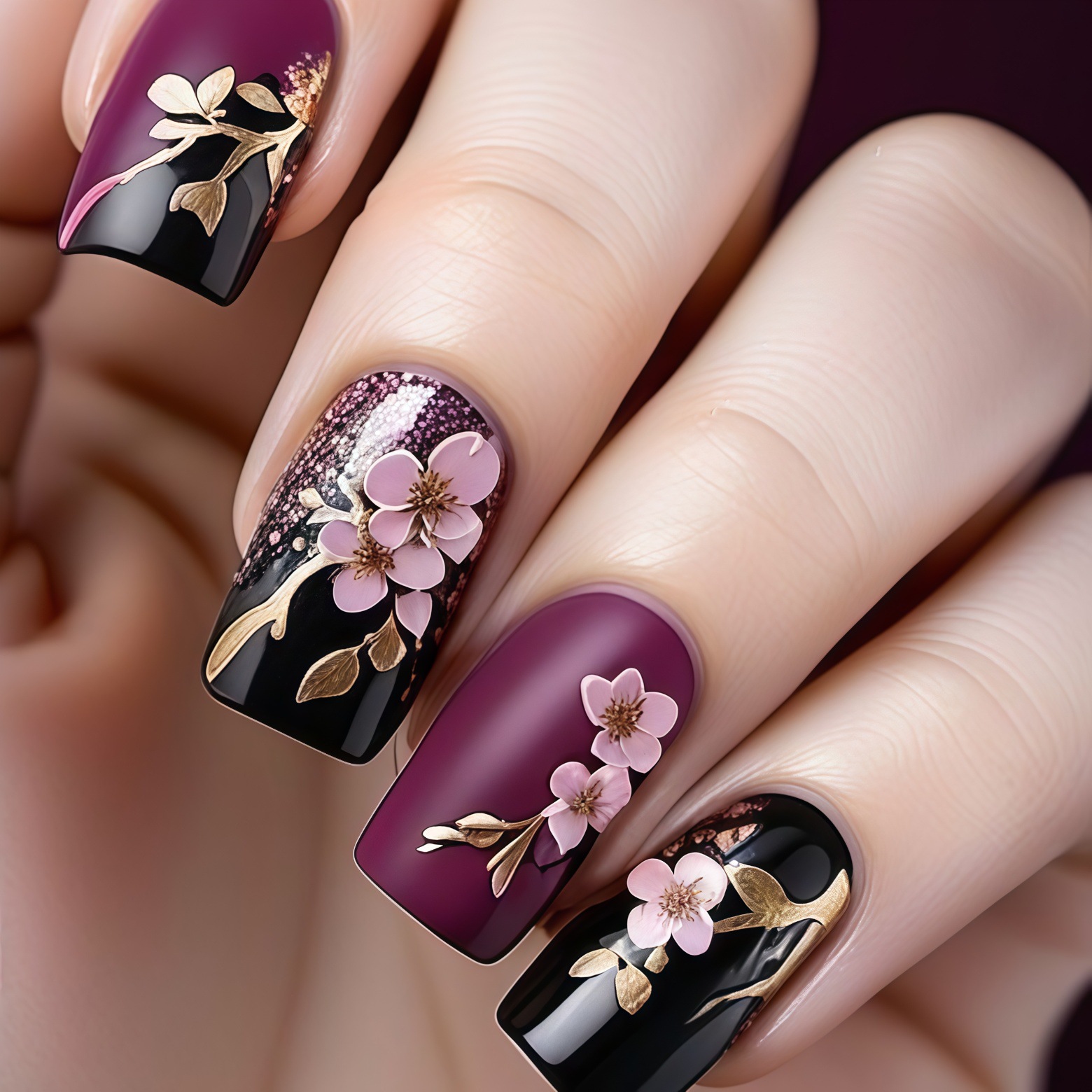 Embroidery Embellishments - Uñas postizas chapadas en oro 3D,
